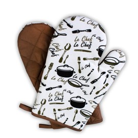 Kitchen Le Chef Oven Gloves, 1 Pair, PSA Category II, Heat Resistant up to 250 °C, Tested and Certified Product