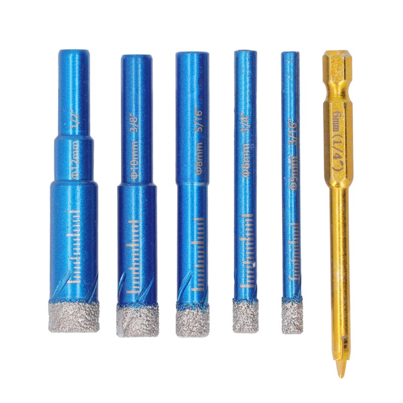 6PCS Brazed Dry Drill Bit Wear Resistant Vaccum Brazing Diamond