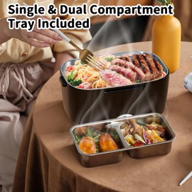 IFENROL Electric Heated Lunch Box for Adults, 100W 3-IN-1 1.5L Heated Lunch Box for Men Portable with 2 Container, Fast Heating Food Warmer,12V/24V/110V for Car Truck Office Home Travel