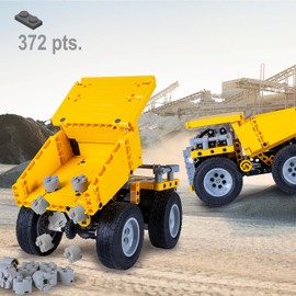 JAMARA 402852 CADA Muldenkipper Bricks, Baustellenfahrzeuge ab 8 Jahre, Kinder Technik Jungen Spielzeug, Geschenkidee für Kinder, Fahrzeug aus Klemmbausteinen, Kippmulde manuell