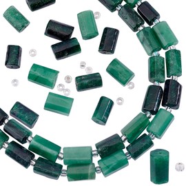 SUPERFINDINGS 2 Strands Natural Emerald Beads Strands Natural Untreated Emerald Faceted Column Shape Beads Real Smooth Emerald Beads Precious Gemstone Beads