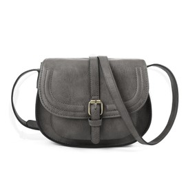 Crossbody Bags for Women Small Over the Shoulder Saddle Purses and Boho Cross body Handbags,Vegan Leather, Dark Grey