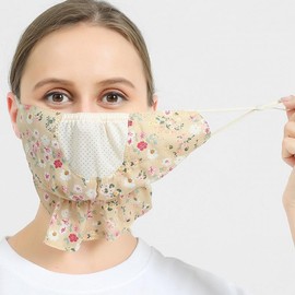 Flower UV Protection Golf Cool Face Mask (1+1 Pack) Sunshade White+Blue