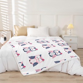 Feelyou Kids Cute Owl Sherpa Blanket Cartoon Animal Plush Blanket for Bed Sofa Couch Kawaii Fleece Throw Blanket Boys Girls Wildlife Teens Fuzzy Blanket Bedroom Decor Throw 50"x60"