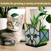 Entlityful Stained Glass Grey Cat Succulent Planter,Grey Cat Flower Pot,Decorative