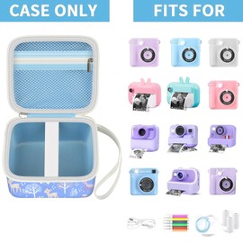 PAIYULE Case Compatible with ESOXOFFORE for Dylanto for PROGRACE for GKTZ Instant Print Camera for Kids Digital Video Cameras Storage Holder Bag for Girls Camera And Print Paper(Box Only)-Skyblue