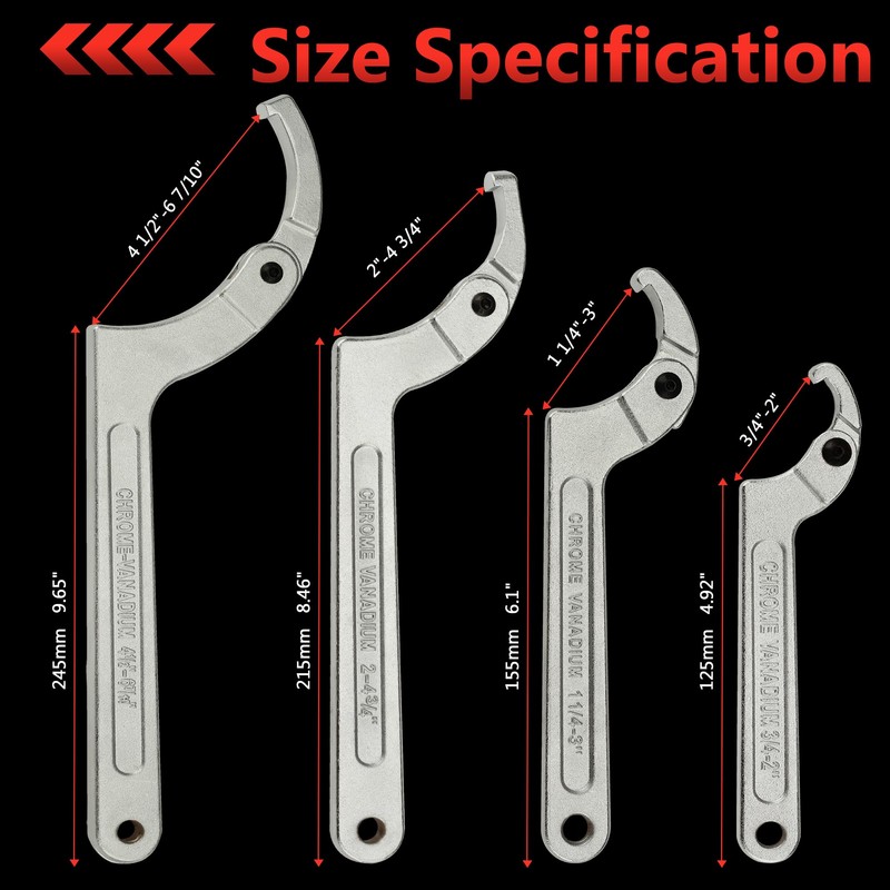 limontek Adjustable Spanner Wrench Set, 8pcs Coilover Shock Spanner Hook