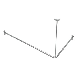 Naiture Stainless Steel 72'' x 48'' Corner Shower Curtain Rod with Ceiling Support, Chrome Finish