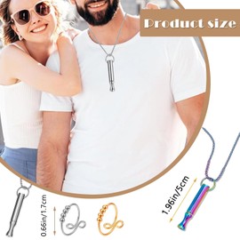 4 Pcs Breathing Necklace Set, Durable Necklace with Ring Simply Breathe Necklace for Men and Women