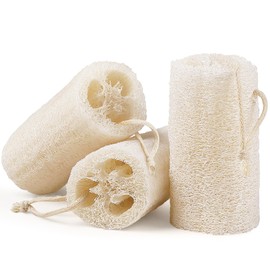 COZZLOMY Natural Loofah Body Scrubber Sponge, Set of 3 Organic 5 Inch Luffa for Exfoliating & Smooth Skin Cleansing, Ideal for Men & Women, Spa & Shower Use