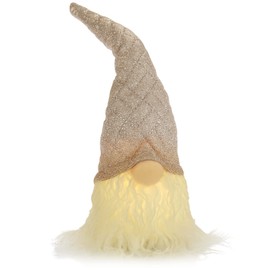 com-four® LED Snowman Decorative Stand - Illuminated Decorative Figure as Winter Decoration - Warm Mood Light for Indoor Christmas (38 cm Gnome - White - with Hat)