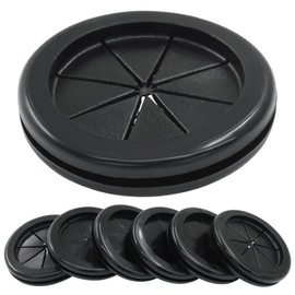 suiwotin 6pcs 1 5/8" ID 2" Drill Hole Rubber Grommets, Firewall Hole Plug Wire Protection Grommet, Double-Sided Round Hole Grommet Kit (Black)