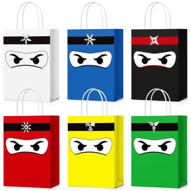 Chivertion 12 Pcs Ninja Gift Bags with Handles Ninja Birthday Party Decorations Party Favor Gift Supplies Candy Treat Goody Bags for Kids