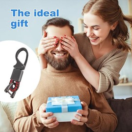 Car Key Fob Keychains, Universal 360 Degrees Rotatable Leather Keys Chain Holder with Anti-Lost D-Ring and Screwdriver (Grey, Approximately 8 cm)