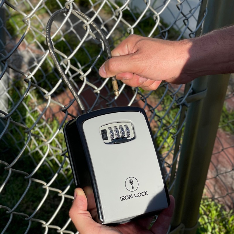 Iron Lock® Key Lock Box Portable with Cable Shackle &