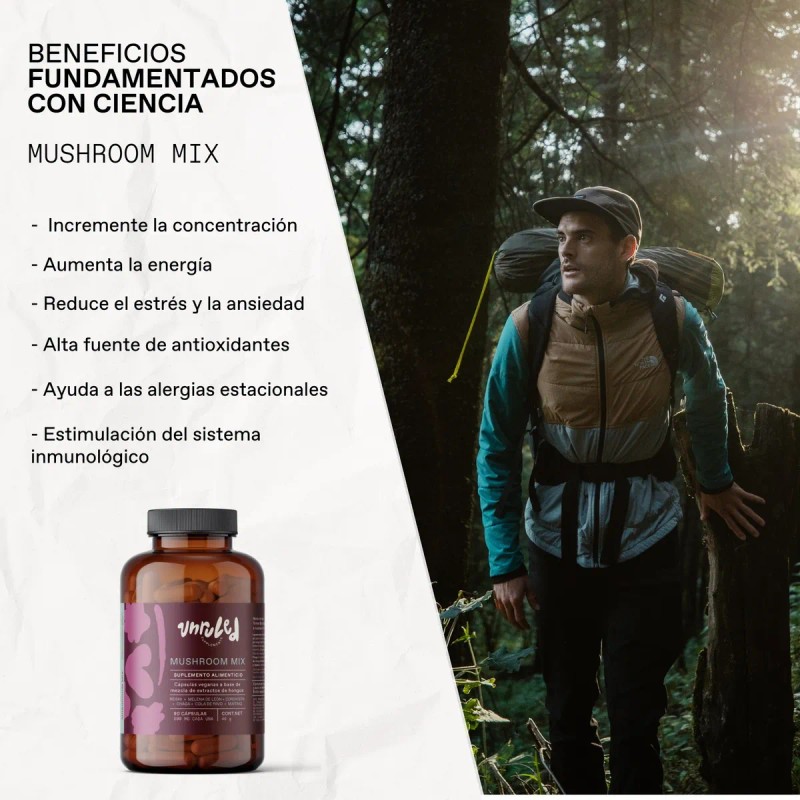 Mushroom Mix Natural Mezcla De Hongos Adaptógenos 90 Caps.