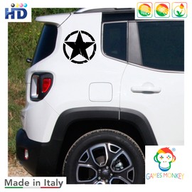 GamesMonkey® - US Army Destroyed Military Star Sticker Decal for Car/Truck/- Shapes Kit Pack - 2 Pieces - Various Sizes – 2” – 4” – 6” – 8” – 10” – 12” - Made in Italy (10" (25 cm), Military Green)