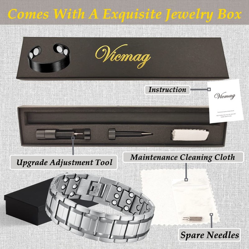 Vicmag 3X Magnetic Bracelet Men Titanium Steel Bracelet Ultra Strength