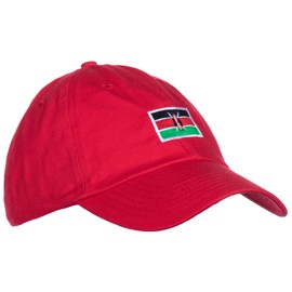 Ann Arbor T-shirt Co. Kenyan Flag Hat - Country of Kenya African Pride, Low Profile Baseball Dad Hat for Men & Women - (Red)