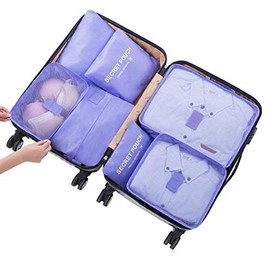 Go2buy 6pcs Travel Luggage Organizer Set Backpack Storage Pouches Suitcase Packing Bags (Purple)