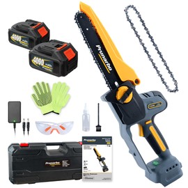 Prunarbo Mini Chain Saw Battery Powered 8 Inch, Hand Held Small Electric Chainsaw Cordless Compatible with Makita 18V Batteries Auto Oiler 8000mAh Lithium Cell for Tree Branch Wood Cutting PR-E8