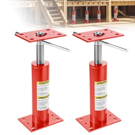 Youyikoo 2 Pack Basement Floor Jack, Heavy Duty Adjustable Jack Post Basement Floor House Screw Jacks for Porch Roof Deck Staircase, 12"-16" Height Range 19475 lbs Max Load Capacity Red (2 PCS)