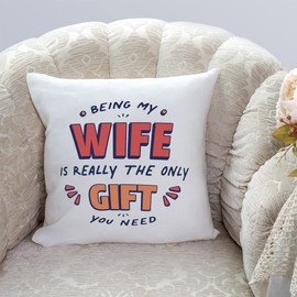 MUGFFINS WIFE Cushion Padding included - in English - I'm the only gift you need - Funny gift - Pillow: cover and filling 15.7x15.7 inches