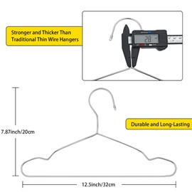 Jeffbaubl 50 Pack Metal Clothes Hangers, 12.5in/32cm Wire Hangers, Stainless Steel Hanger Non-Slip, Heavy Duty Closet Hanger Ultra Thin Space Saving for Hanging Coats Shirts T-Shirt