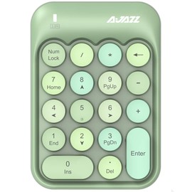 FELiCON Wireless Numeric Keypad, 2.4GHz Portable Mini Number Pad with Cute Color Fight Retro Round Key and USB Receiver, 18-Keys Financial Accounting Numeric Keypad for Laptop, PC, Desktop (Green)
