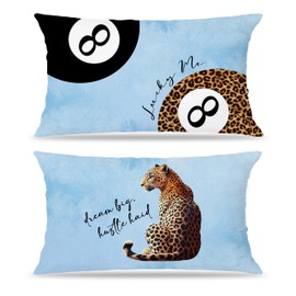 FITIE Blue Leopard Cheetah Pillow Covers 12x20 Double-Sided Set of 2,Trendy Funky Leopard Lucky 8 Ball Cheetah Lumbar Throw Pillow Covers,Blue Preppy Room Decor,Leopard Decor,Cheetah Print Room Decor