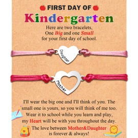 FIEEFX First Day of Kindergarten Bracelet Gift for Mother and Daughter Bracelets Set for 2 Back to School Gifts Bracelet for Daughter Girls