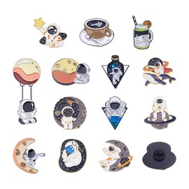 14Pcs Spaceman Adventure Enamel Pins Cute Brooch Pin Zinc Alloy Enamel Brooch Buttons for Backpack Clothing DIY Decoration, Zinc