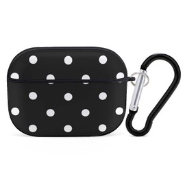 YouTary Polka Dot Black and White Simple Pattern Compatible with Airpods Pro Case Cover with Keychain Headphone Cover Unisex Shockproof Protective Wireless Charging Headset Accessories