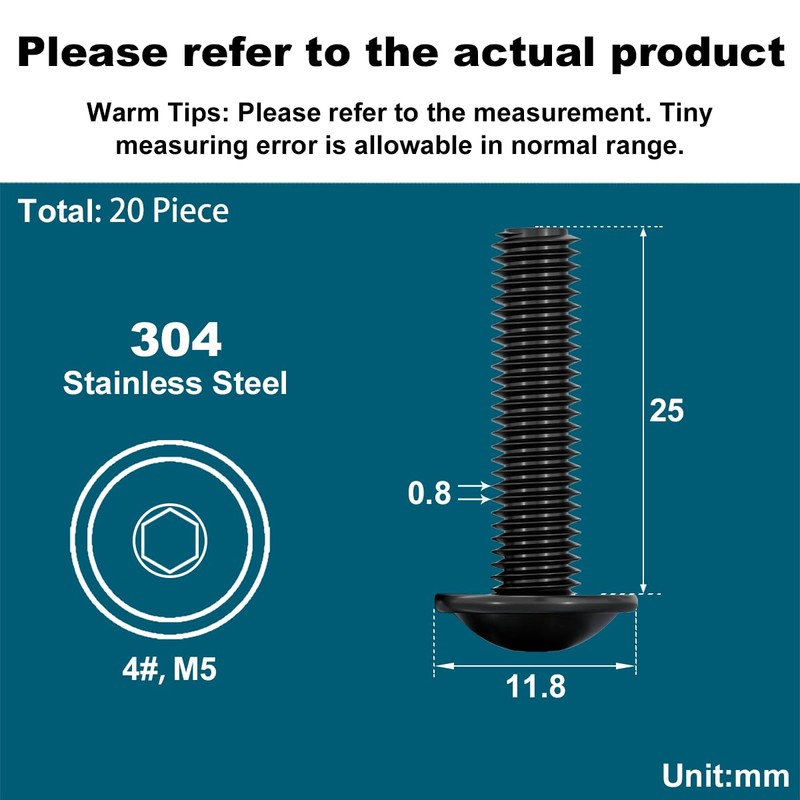 Drenky Flanged Button Head Screws M5 X 25mm Black Socket