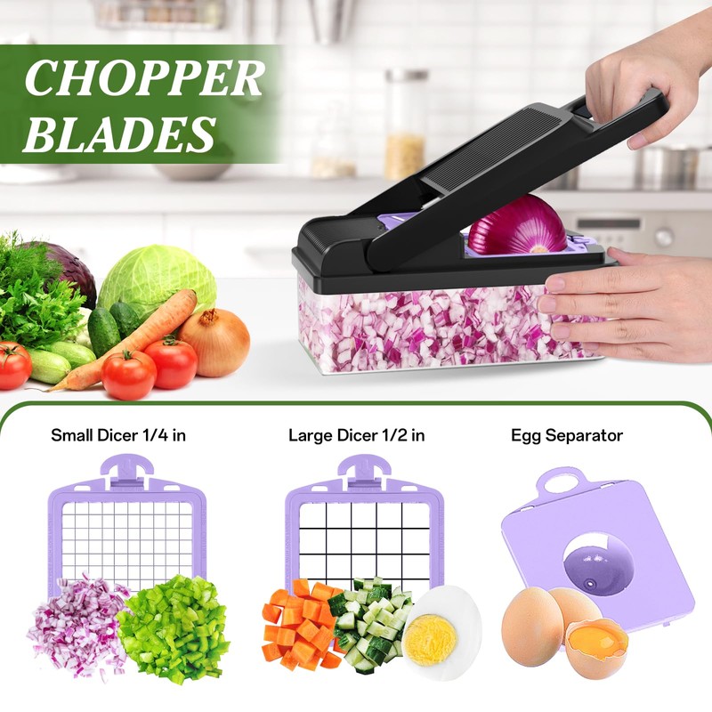 HomeHacks Vegetable Chopper Vegetable Cutter, 12 in 1 Kitchen Gadget,