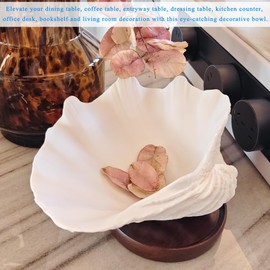 Afadorable Resin Seashell Decorative Bowl for Home Decor, Large Clam Shell Bowl for Coffee Table Centerpiece Kitchen Counter, Sea Shell Key Bowl for Entryway Table (White)
