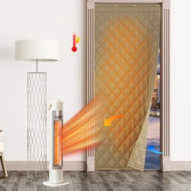 RYB HOME Thermal Insulated Door Curtain Winter Cold Insulation Curtain Durable Oxford Cloth Side Opening Windproof Soundproof Weatherproof Draft Block Divider, W 42 x L 86 inches, Mocha, 1 Pc