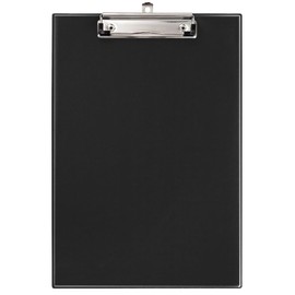 VELOFLEX 4814080 Clipboard A4 PVC with Special Clamp and Loop for Hanging, Transparent Bag, Black
