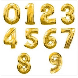 Muse Balloons Numbers Alphabet Aluminum 15.7 Inches (40 cm) Gold Silver Combination Mix & Match Art Decoration Birthday Celebration , golden