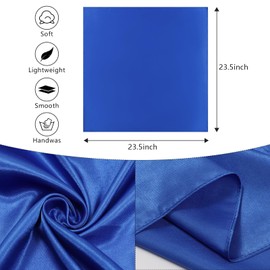 AWAYTR 23.6" Satin Neck Scarf Small Hair Scarf Women Silk Head Scarf Costume Bandana Girls Vintage Handkerchief Ribbon Scarf (Royal blue)