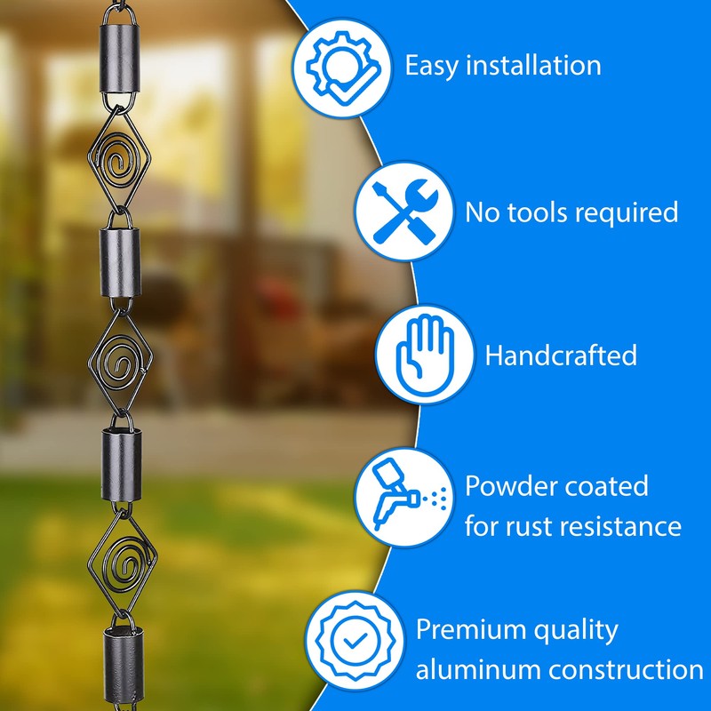 Rain Chains Pacific - Dimond Link Rain Chain 8.5 FT