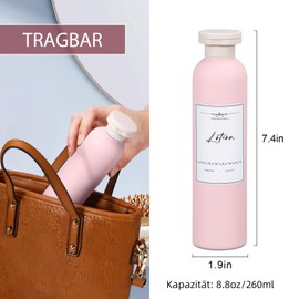 UMETASS Travel Bottles for Filling, Leak-Proof Travel Time Set, Travel Size Shampoo Container with Flip-Top Lid, Empty Travel Bottles (Pink, 260 ml)
