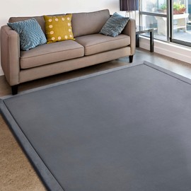 MICRODRY Memory Foam Area Rug for Living Room, Microfiber Rug with Built in Rug Pad, Fade & Stain Resistant Carpet for Living Room, Kids Room, and Bedroom, 4'x6', Dark Grey