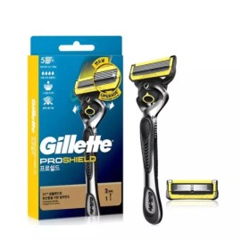 Prosheild 프로쉴드 옐로우 면도기 핸들+면도날2p Proshield Yellow Razor Handle + 2 Blade Refills