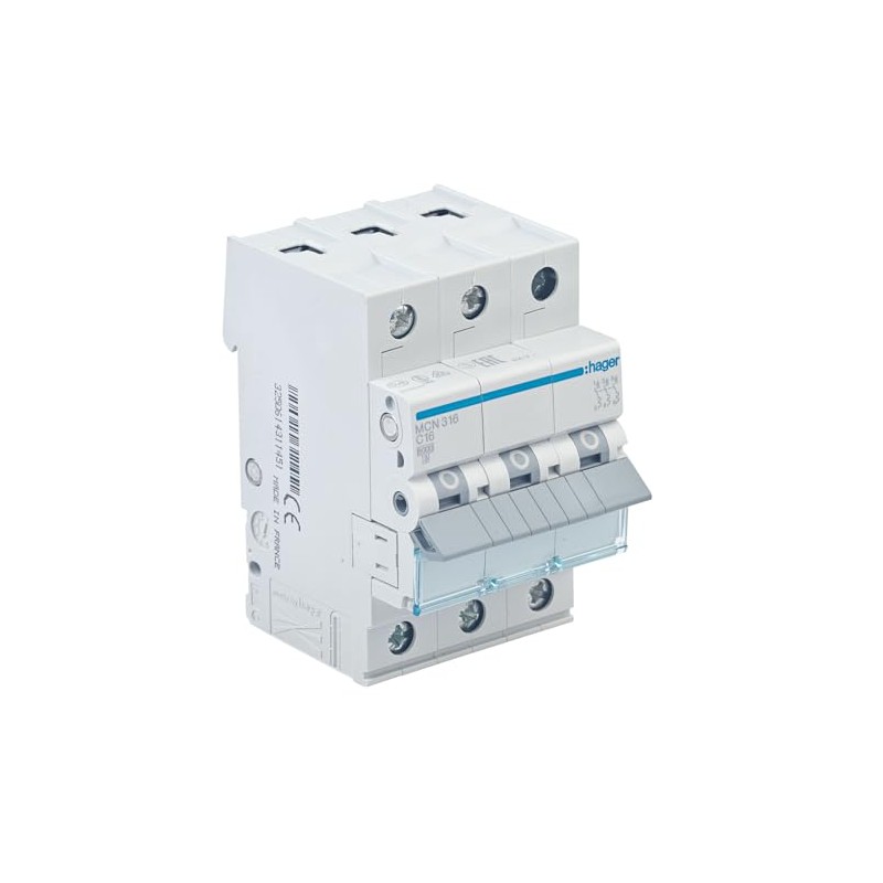 Hager MCN316 Biconnect Circuit Breaker Clamping System Three-Current (3P), Characteristics