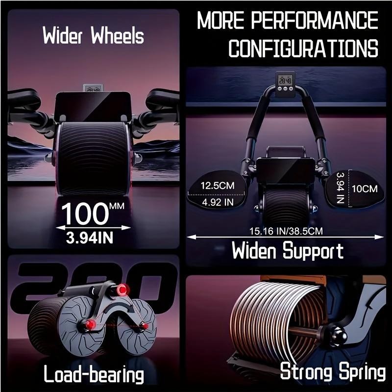 Abdominal Muscle Roller With Knee Pad, Automatic Rebound Abdominal Wheel,