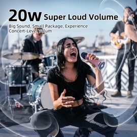 YF79 Wireless Bluetooth Microphone with 20W High Power, DSP Chip for Clear Sound, Dual Mic Connectivity for Duet Singing, One-Click Vocal Reduction for Karaoke, Portable Design with Loud Volume(Pink)