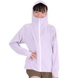 Ko'a Core Rash Guard Kids High Neck Hoodie with Brim for Girls and Boys Size 90-150 UV Protection Hood, lavender