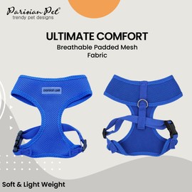 Parisian Pet Dog Harness - Adjustable Bright Blue Dog Vest Harness - Comfortable Padded, No Pull Dog Harness Medium-Sized Dog - Cooling Dog Harness for Walking, Running, and Hiking - Puppy Harness - M