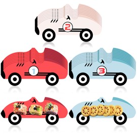 Dunzoom 24 Pack Race Car Paper Plates Disposable Number 1-3 Vintage Racing Car Party Plates Birthday Party Decorations Tableware for Vehicle Theme Supplies